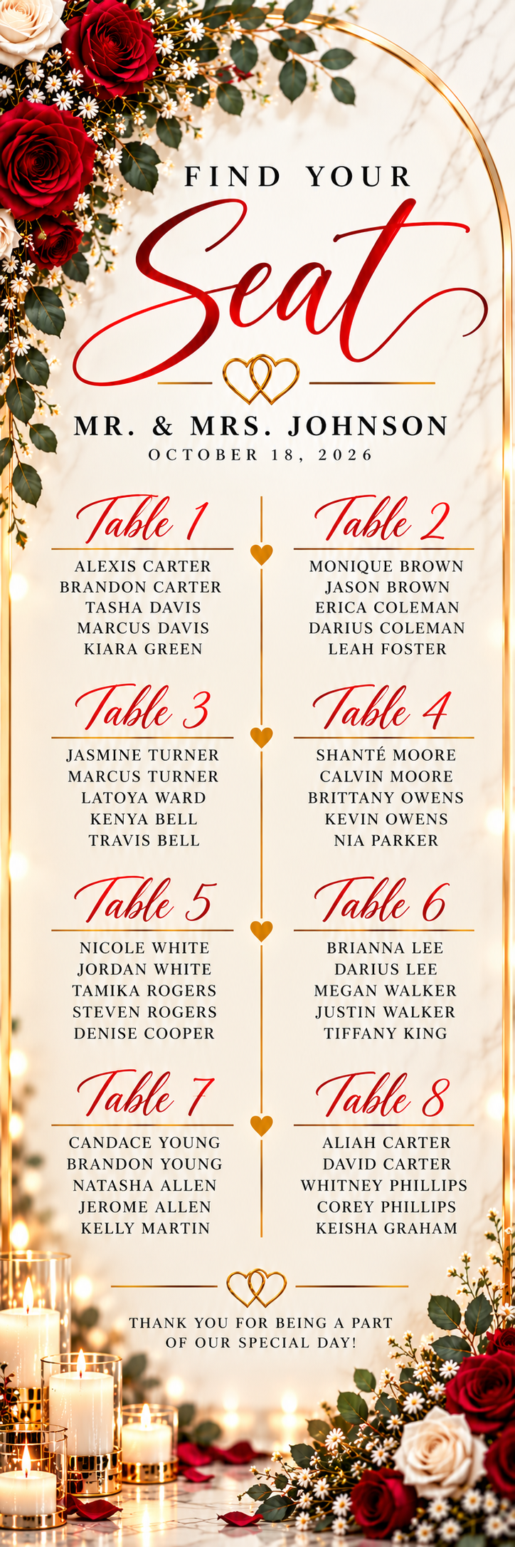 Seating Chart LED digital poster artwork by Snapshot Solutions